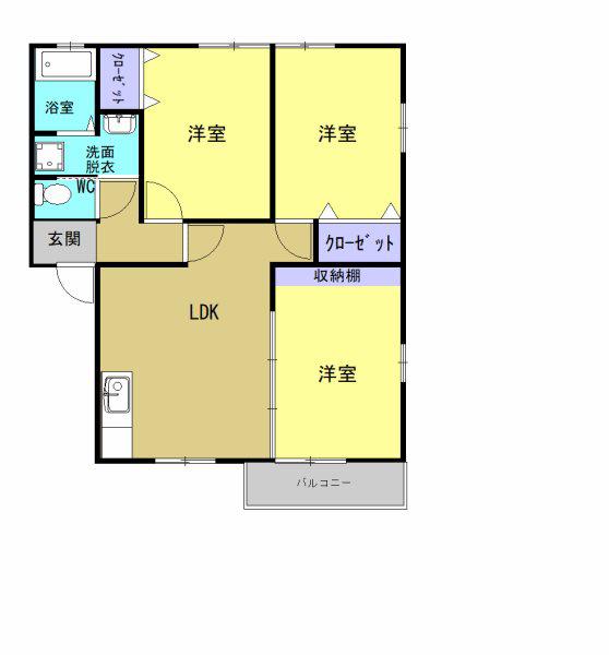 サンライズII(3LDK/1階)の間取り写真