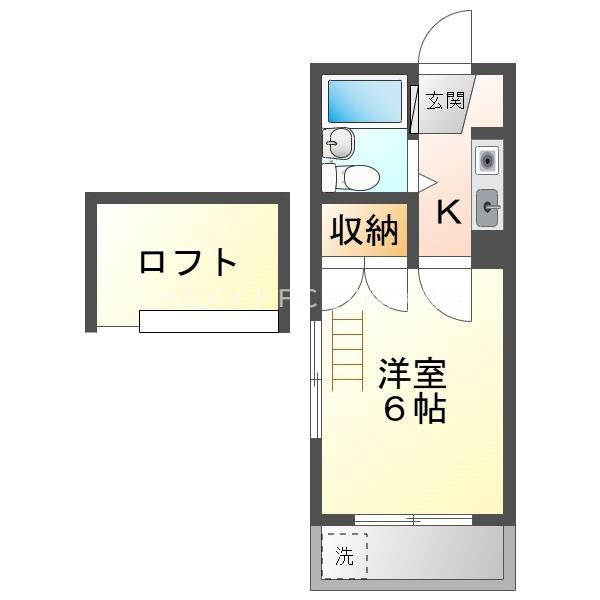 ユトリロ末広通(1K/2階)の間取り写真