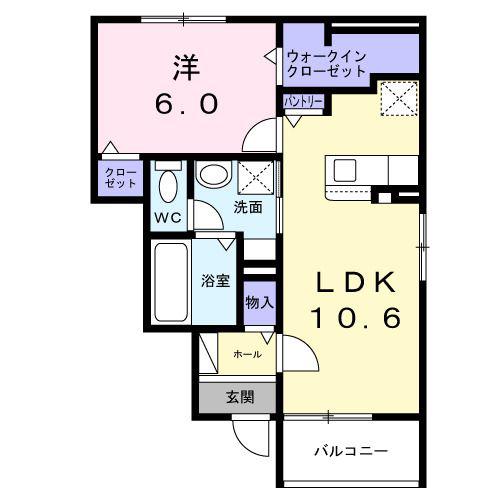 ルミエールM II(1LDK/1階)の間取り写真