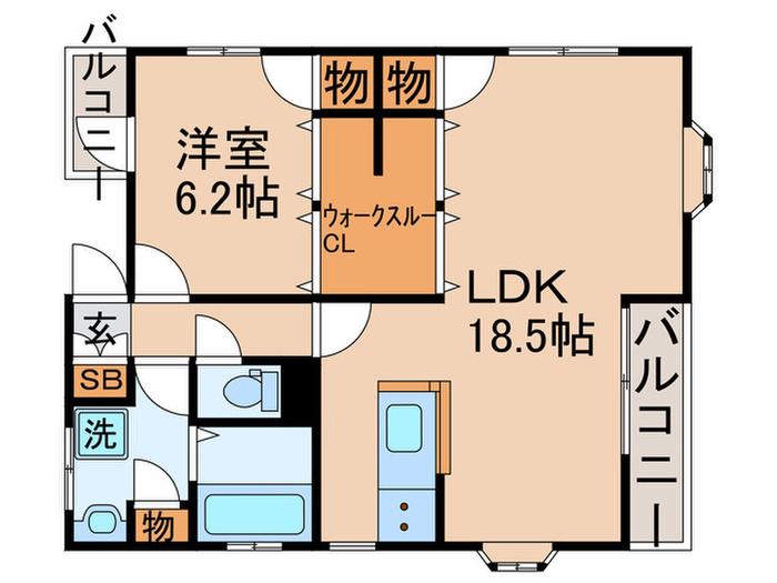 シャレーン(1LDK/3階)の間取り写真