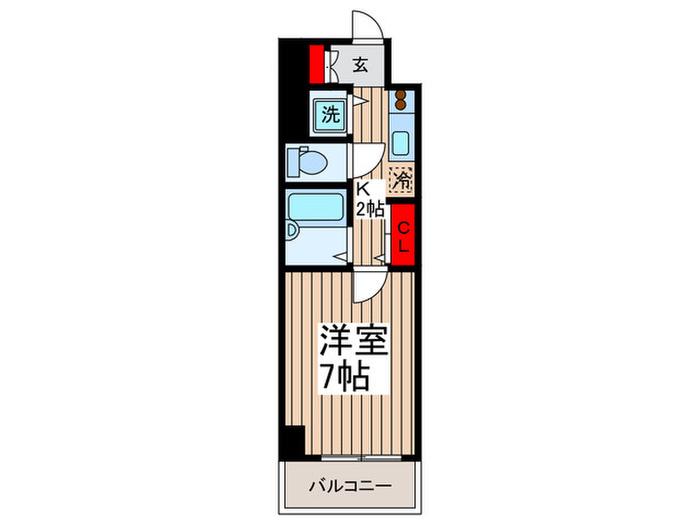 スクエア潮見(1K/7階)の間取り写真