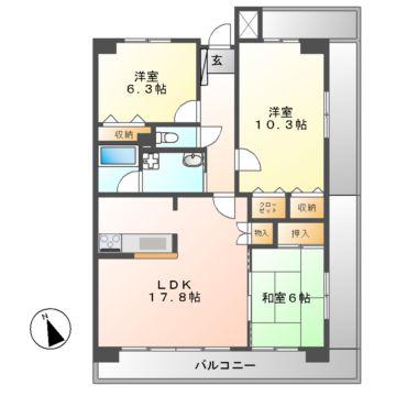 マーブル音羽館(3LDK/10階)の間取り写真