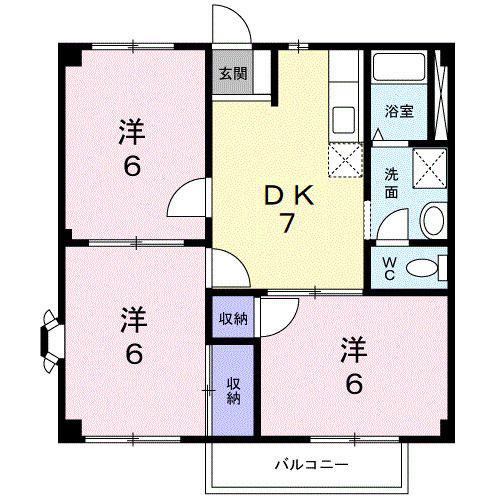 エステートカズミ(3DK/1階)の間取り写真