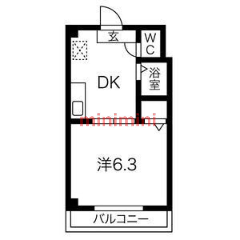 キャビン千里山(1DK/2階)の間取り写真