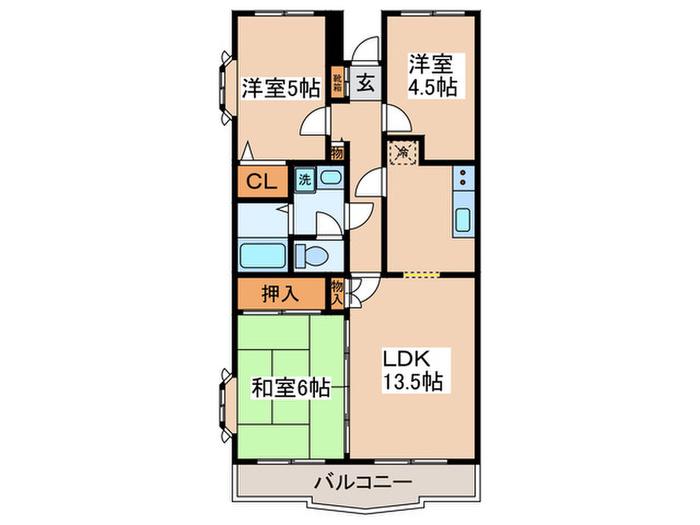 カサベルデ宮崎台(3LDK/3階)の間取り写真