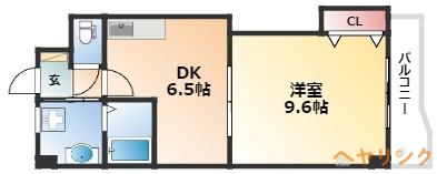 レジデンス黒龍(1DK/8階)の間取り写真