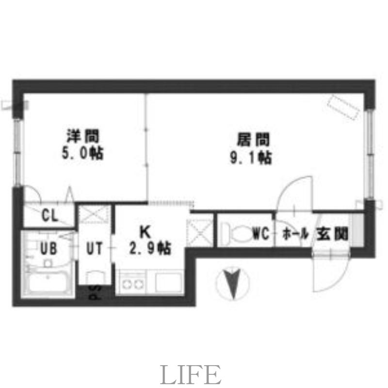 オルムドグランメール(1LDK/3階)の間取り写真