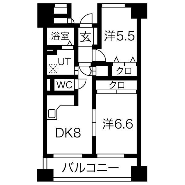 ヒルクレスト博多駅(2DK/14階)の間取り写真