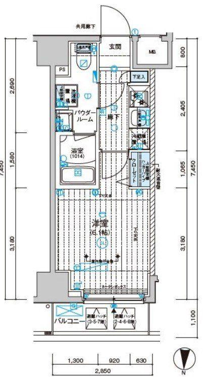メインステージ千住中居町(1K/8階)の間取り写真