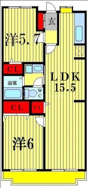 グリーンヒルズ南流山(2LDK/1階)の間取り写真