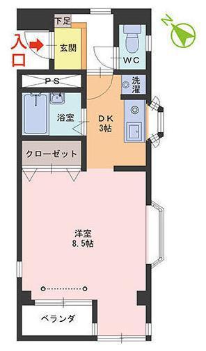 アベニュー松城(1DK/3階)の間取り写真