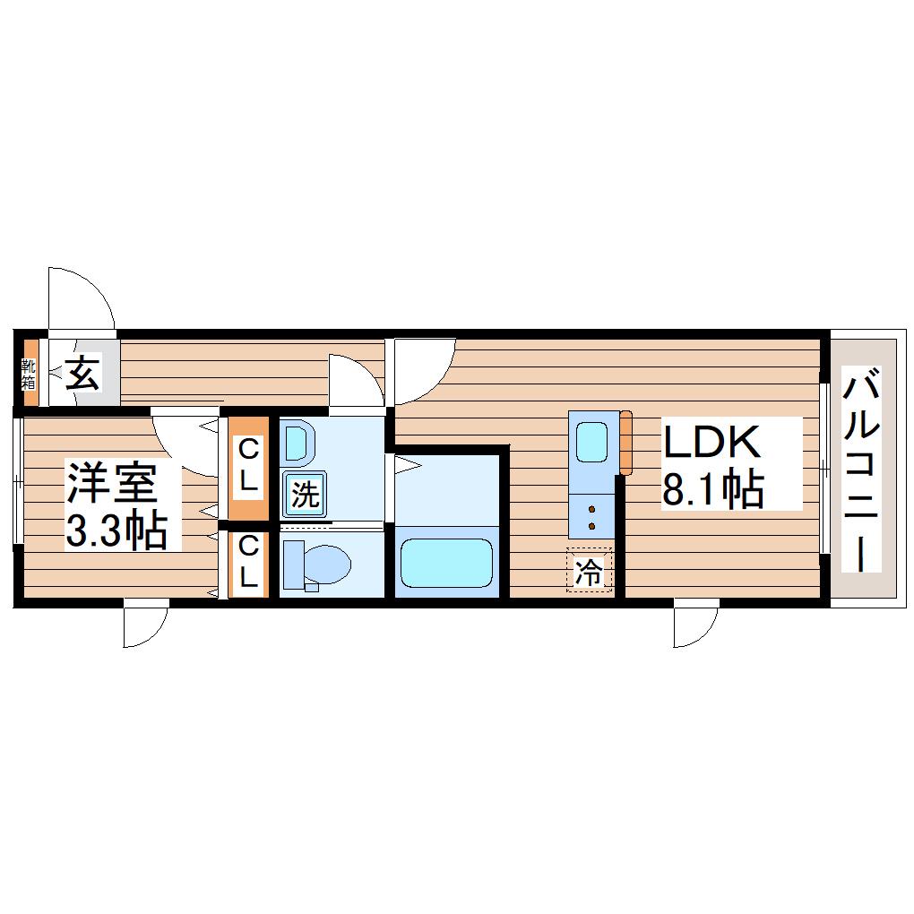 ガス割第18弾河原町AP(1LDK/3階)の間取り写真