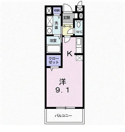 ヴィエント(1K/2階)の間取り写真