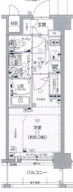 エスリード神戸兵庫駅アクアヴィラ(1K/4階)の間取り写真
