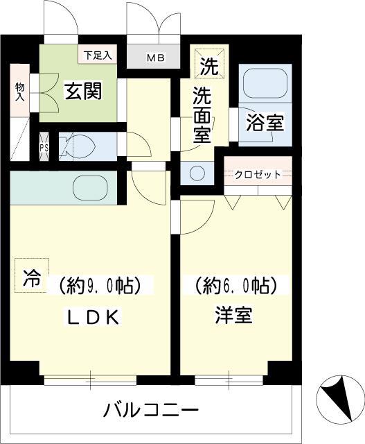 ルート山手(1LDK/2階)の間取り写真