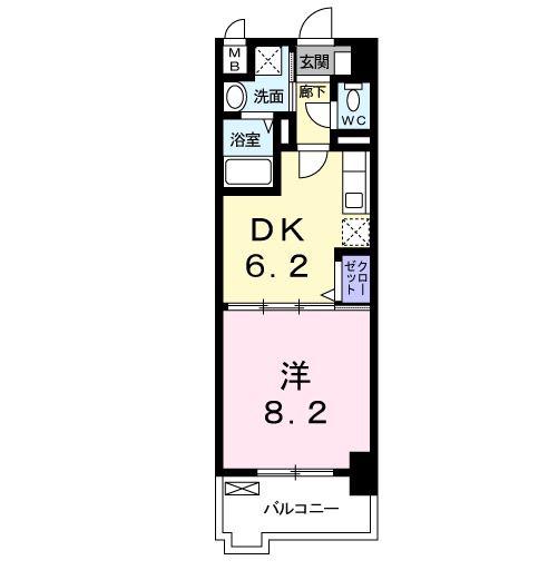 エヴァーグリーンO(1DK/4階)の間取り写真