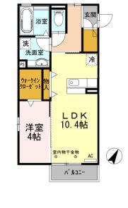 セジュール・アルス(1LDK/1階)の間取り写真