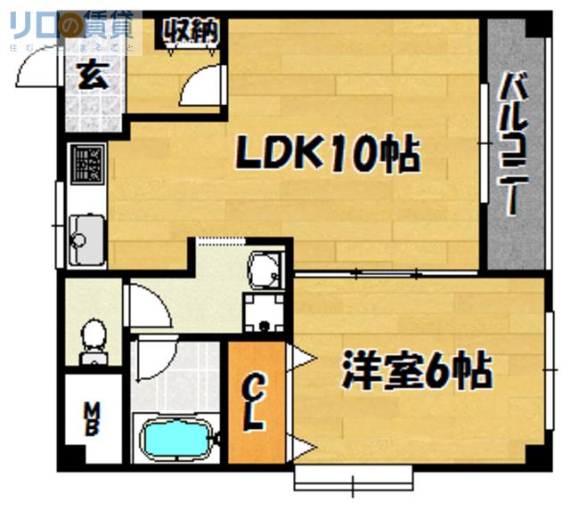 ハイツ小松(1LDK/2階)の間取り写真