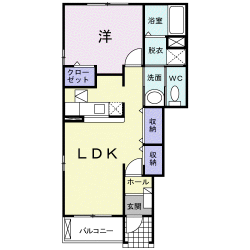 ア一ジュ B棟(1LDK/1階)の間取り写真