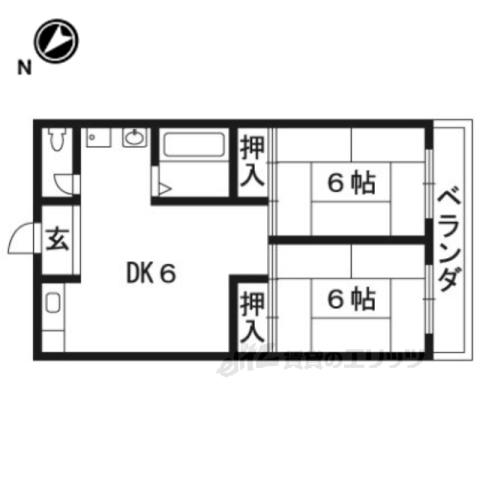 ドリームハイツA(2DK/1階)の間取り写真