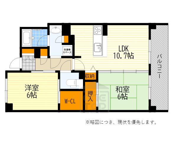 クリスタル上山手(2LDK/1階)の間取り写真