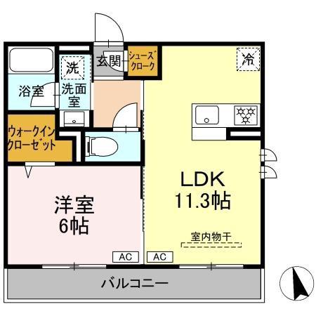 レジデンス オークリーフ(1LDK/2階)の間取り写真