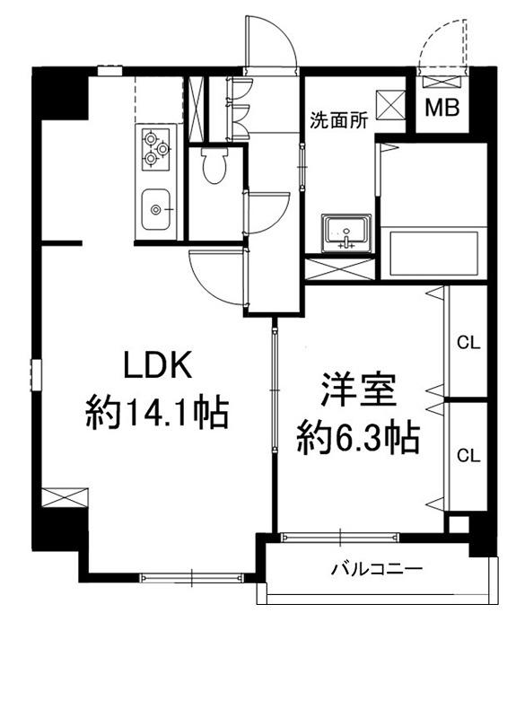グラン・アミール御池(1LDK/1階)の間取り写真