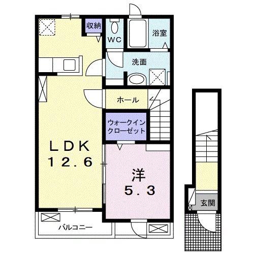 プロムナード箕形(1LDK/2階)の間取り写真