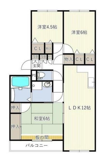 イノベ松戸六高台(3LDK/2階)の間取り写真