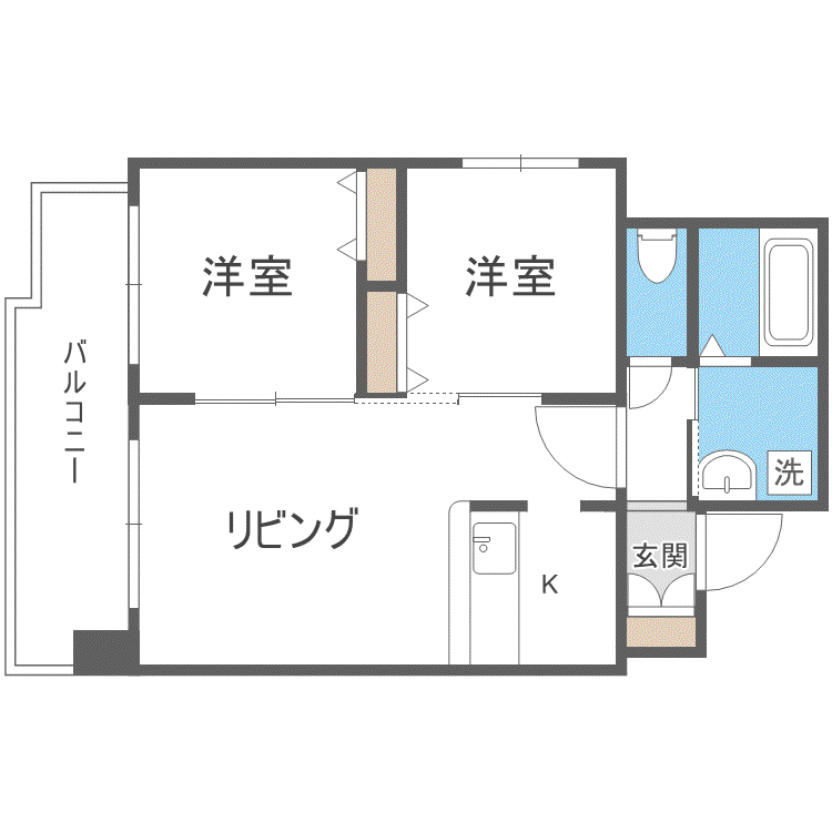 山鼻ハイム(2LDK/2階)の間取り写真