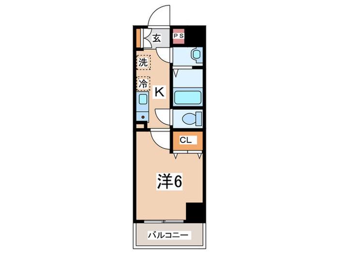 ラクラス菊名(1K/6階)の間取り写真