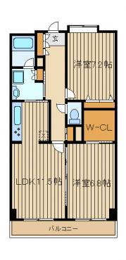 シャトー本多2(2LDK/3階)の間取り写真