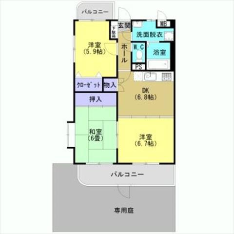 コーポラス21(3DK/1階)の間取り写真