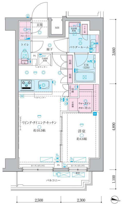 GENOVIA押上II(1LDK/7階)の間取り写真