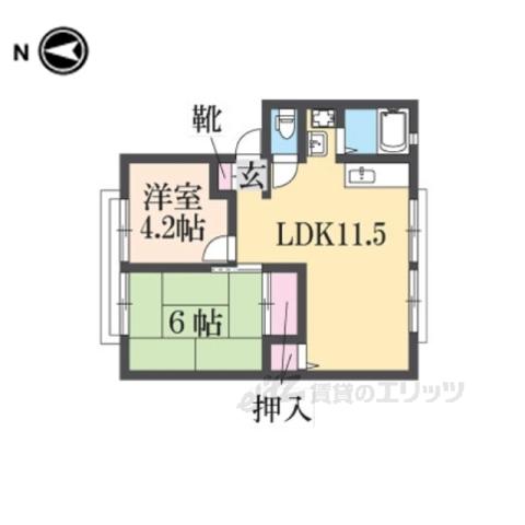 ユニピア荒巻(2LDK/2階)の間取り写真