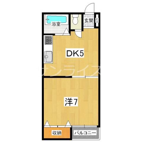 ケーアイムコート深江(1DK/5階)の間取り写真