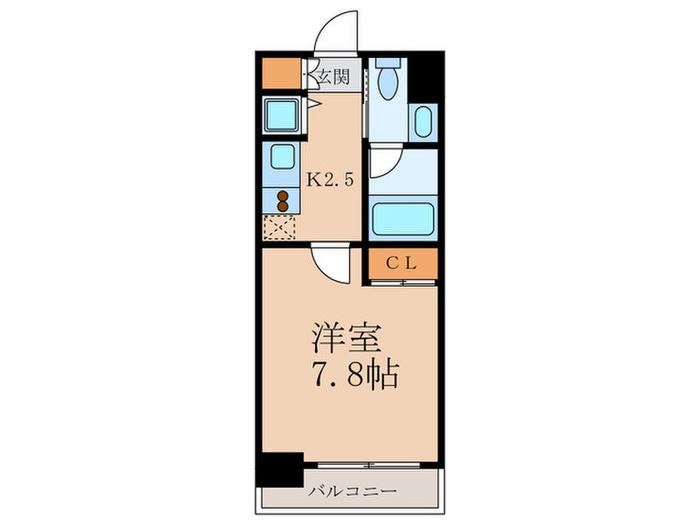 レジディア中目黒II(1K/3階)の間取り写真