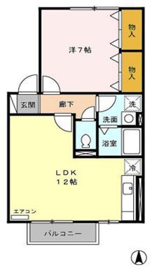 サンライフ広面(1LDK/2階)の間取り写真