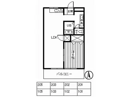メゾンブルーム(1LDK/1階)の間取り写真