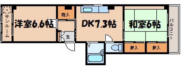 藤井ビル(2DK/3階)の間取り写真