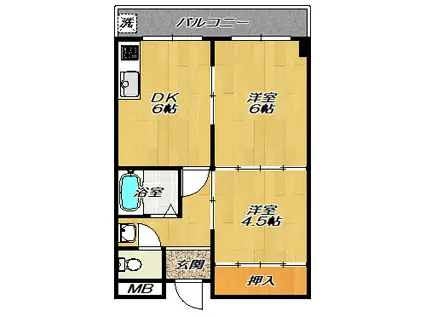 第3シャルマン四條畷(2DK/2階)の間取り写真