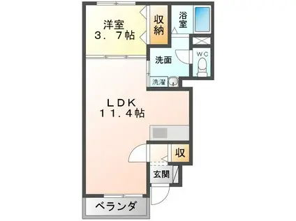 ラ・ジュネスデ東雲(1LDK/1階)の間取り写真