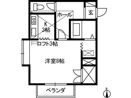 高橋パレスB(1K/2階)の間取り写真
