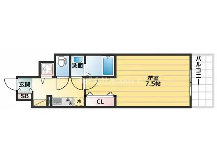 ESLEAD谷町四丁目(1K/11階)の間取り写真