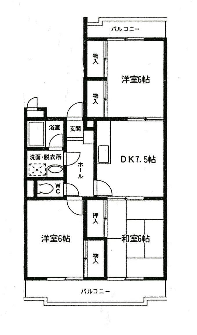 レジデンス曙(3DK/3階)の間取り写真