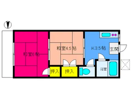 パークサイド茜(2K/1階)の間取り写真