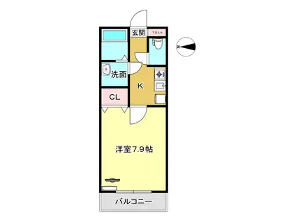カーサベルデ和多田(1K/1階)の間取り写真