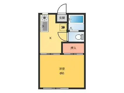 ロワール(1K/1階)の間取り写真