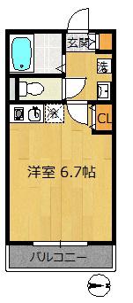 ソラリス北綾瀬(ワンルーム/2階)の間取り写真