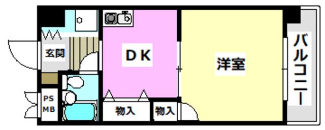グリーンヒルII(1DK/1階)の間取り写真